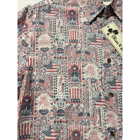 Oliver And Burke Men's Medium 4th of July Button-up Short Sleeve Shirt - Picture 3 of 16